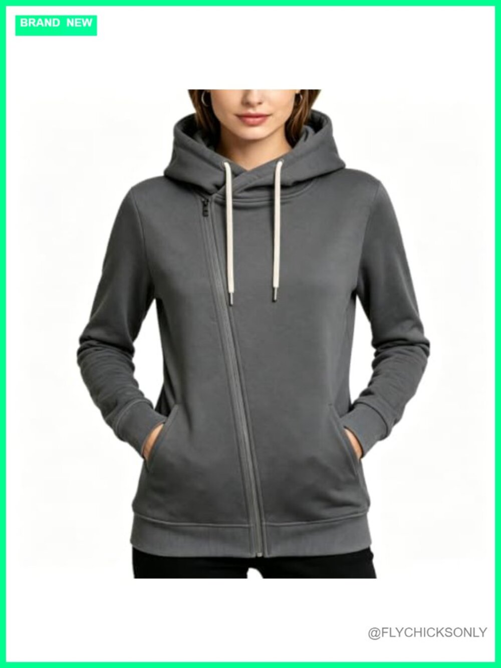 Organic Cotton Blend Hooded Zip Jacket Cozy Warm Casual Sweatshirt